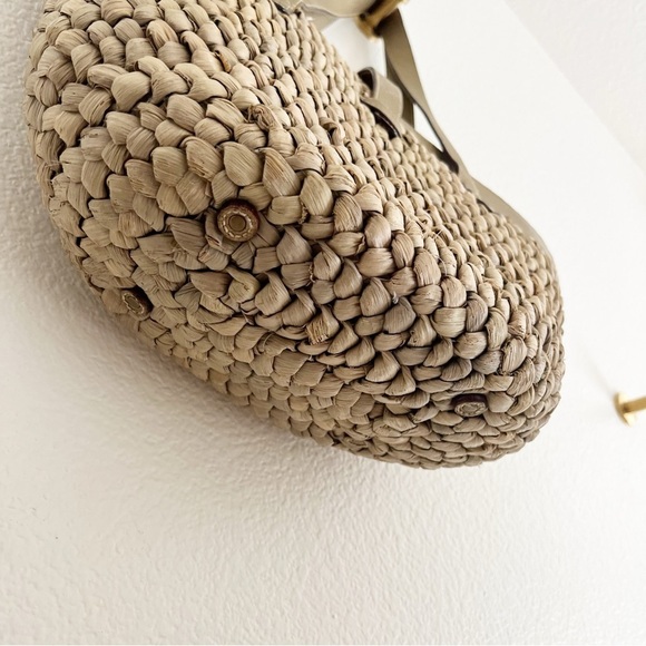 J. Crew Straw Bag with Gold Leather - Picture 2 of 6